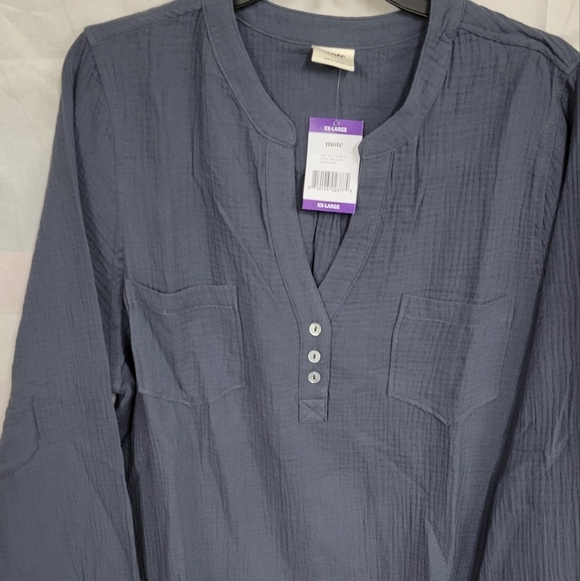 Mote Tops - Mother XXL Blue Gray Peasant Top Long Sleeve NWT